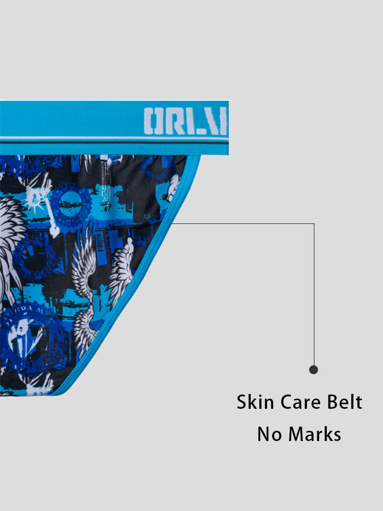 2 Pack Men's Breathable Ice Silk High-Cut Printed Bikini