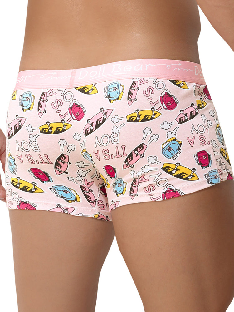 4 Pack Men's Cartoon Cotton Anti-Bacterial Boxer Briefs