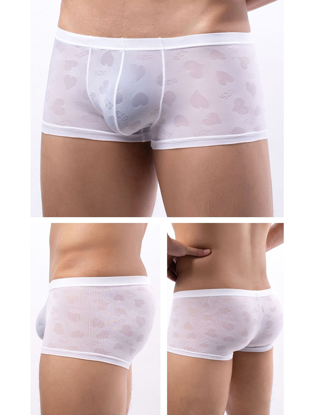 3- Pack Men's Sexy Heart Mesh Trunks