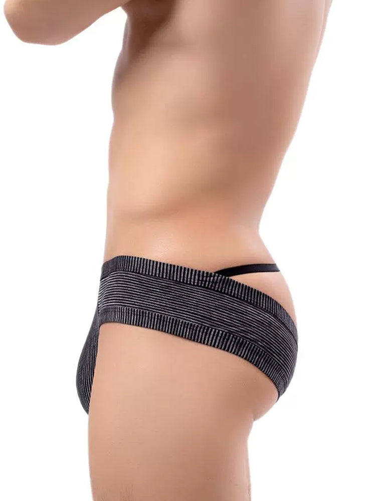 2 Pack Men's Low Rise Back Hollow 3D U-convex Large Pouch T-Back Briefs