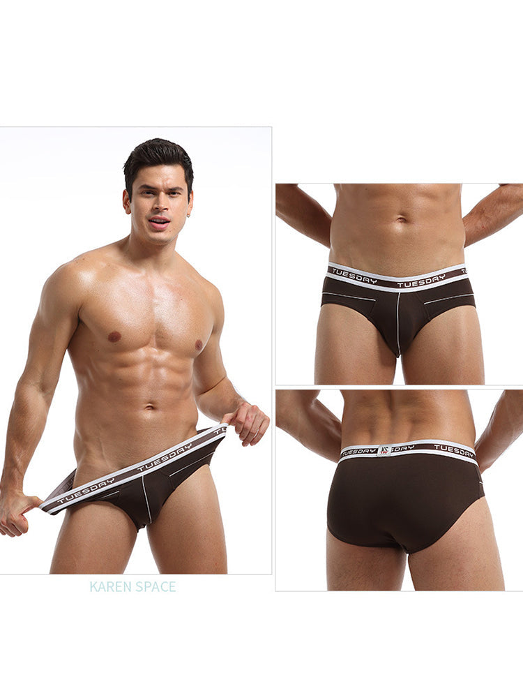 3 Pack Men's Comfortable Sporty Breathable Low-Waist Sexy Briefs