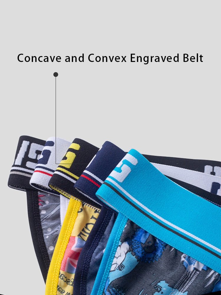 2 Pack Men's Breathable Ice Silk High-Cut Printed Bikini