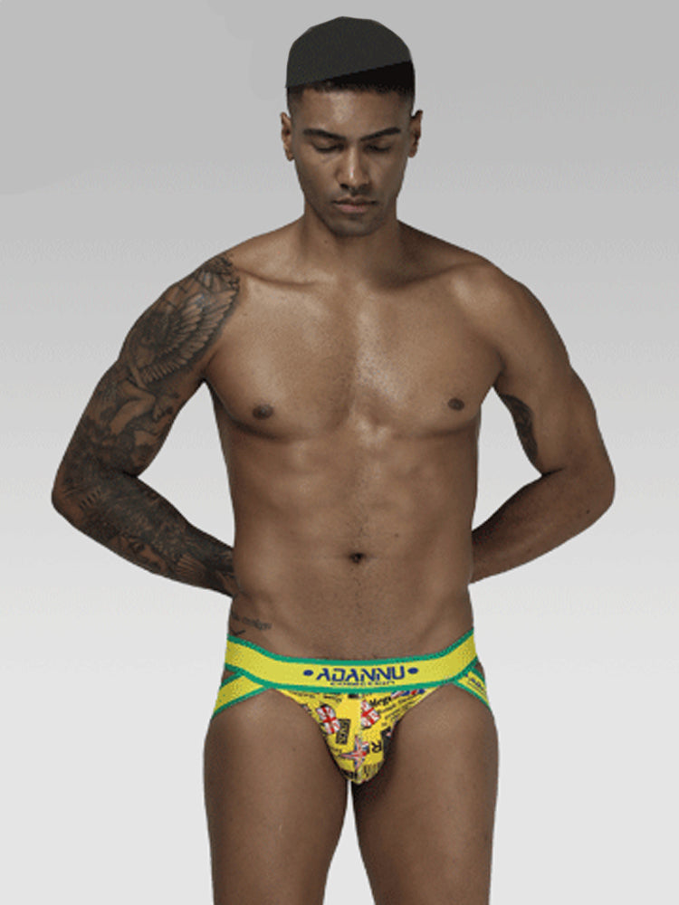 3-pack Men's Low-rise Wide-hem Elastic Printed Hip-baring Thongs