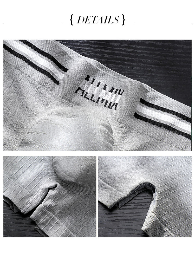 3 Pack ALLMIX Men's Sexy Striped Seamless Low Waist Boxers Briefs