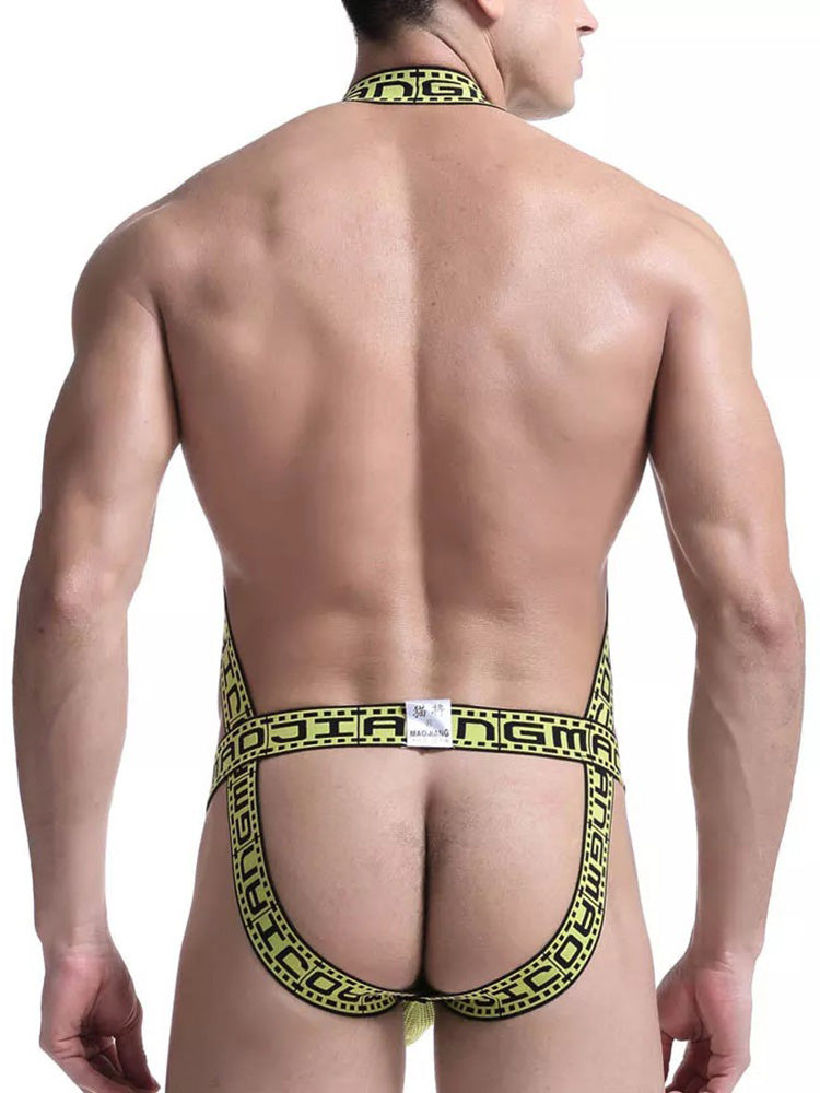 Men's Sexy Mesh U-convex Large Pouch Breathable Vest One-piece Suspender T-back