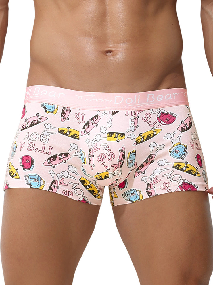 4 Pack Men's Cartoon Cotton Anti-Bacterial Boxer Briefs