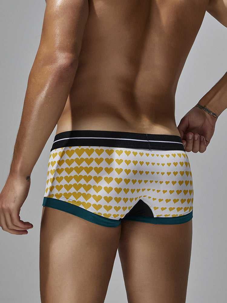 2 Pack Men's Low Rise Sexy Heart U-Shaped Pouch Boxer Briefs