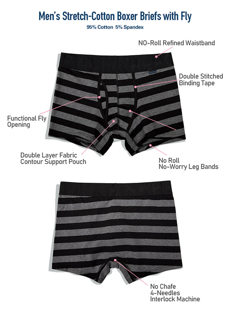 2 Pack European Luxury Brand Personalized Striped Men's Underwear