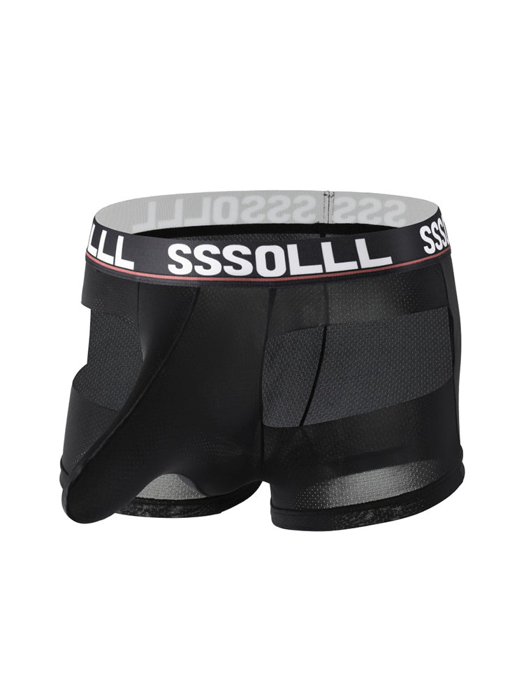 3 Pack Men's Mid-Rise Ice Silk Hollow-Out Trunks