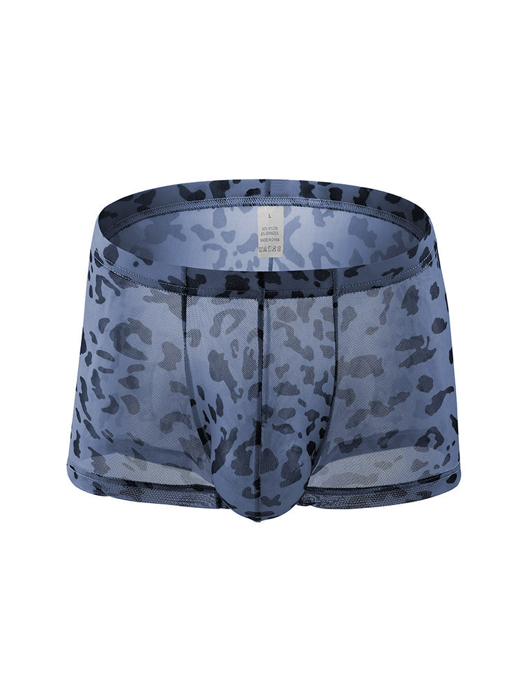 4 Pack Leopard Print See-through Mesh Trunks
