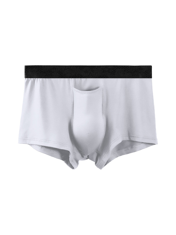 4 Pack Men's Solid Color Separation Pouch Style Separated Breathable Rayon Trunks