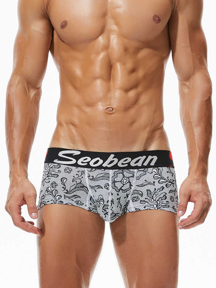 2 Pack Men's Cotton Lace Print Trunks