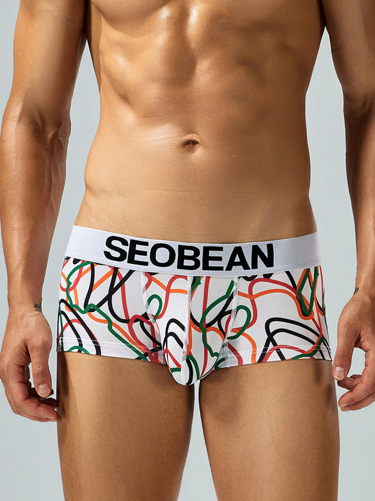 2 Pack Men's Comfortable Breathable Messy Lines Polyester Boxer Briefs