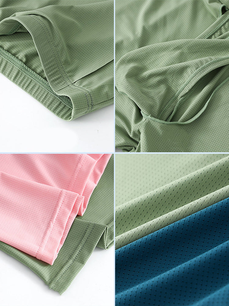 Men's Ice Silk Raised Opening Culottes Mesh Plus Length Boxer Briefs