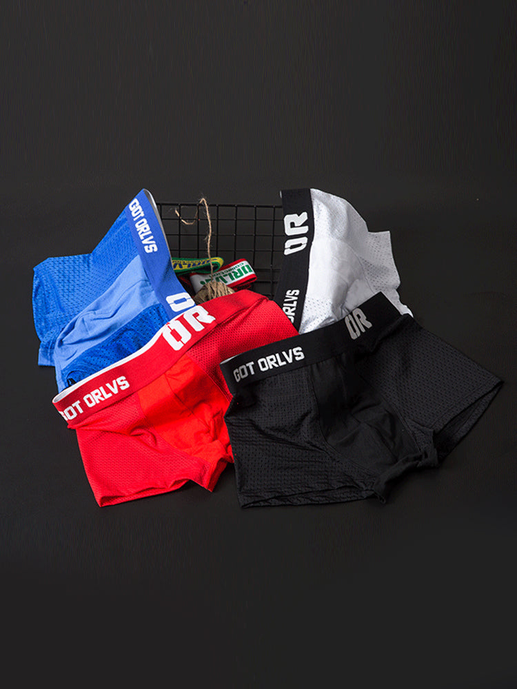 2 Pack Men's Sexy Transparent Seamless Mesh Solid Color Breathable Trunks & Bikini