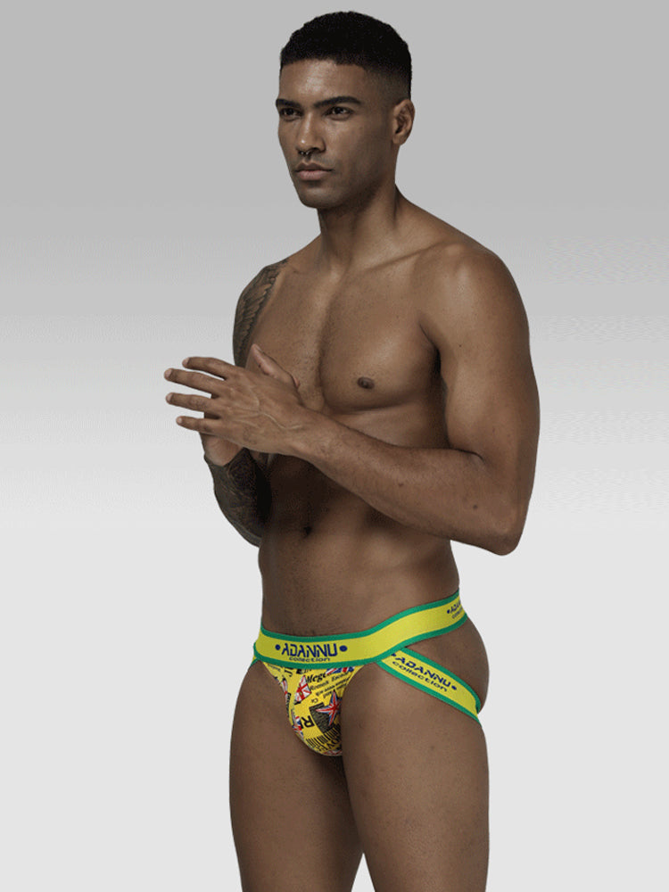 3-pack Men's Low-rise Wide-hem Elastic Printed Hip-baring Thongs