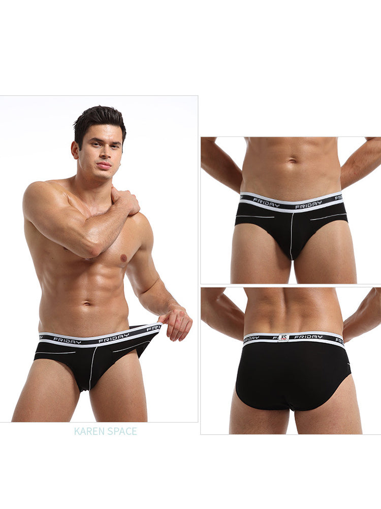 3 Pack Men's Comfortable Sporty Breathable Low-Waist Sexy Briefs