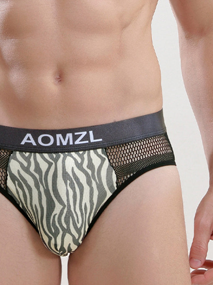 4-pack Men's Sexy Leopard Print Ice Silk Mesh Briefs