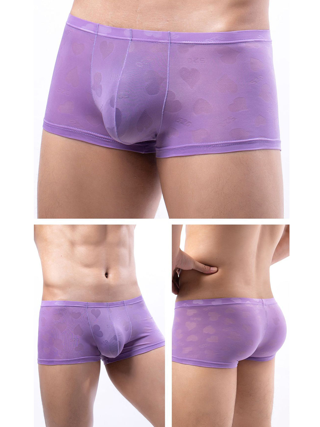 3- Pack Men's Sexy Heart Mesh Trunks