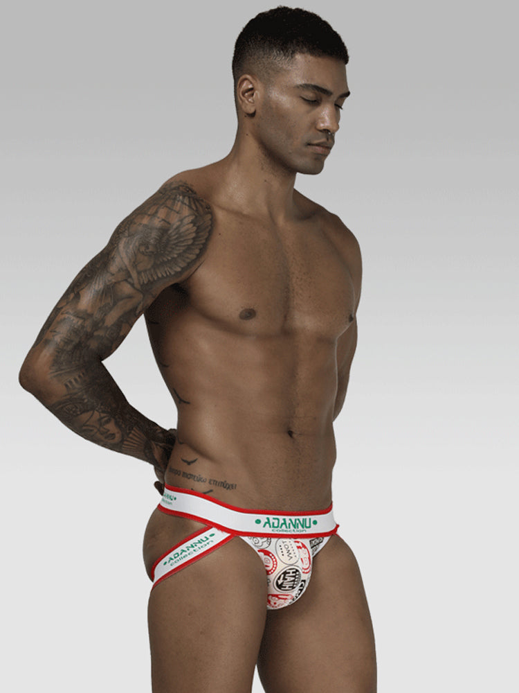 3-pack Men's Low-rise Wide-hem Elastic Printed Hip-baring Thongs