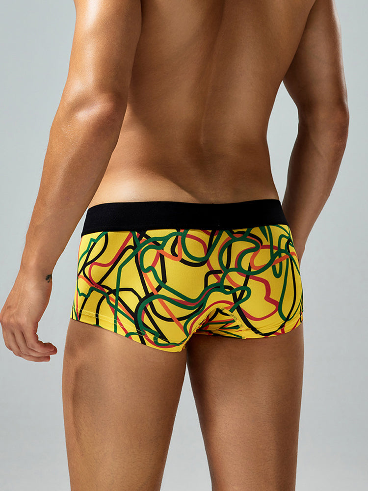 2 Pack Men's Comfortable Breathable Messy Lines Polyester Boxer Briefs