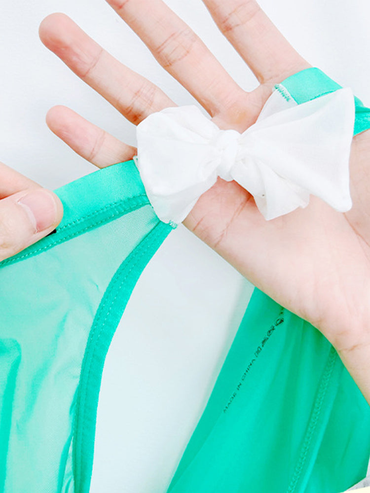 Men's Sexy Translucent Lace-up Briefs with Unfastened U-shaped Large Pouch