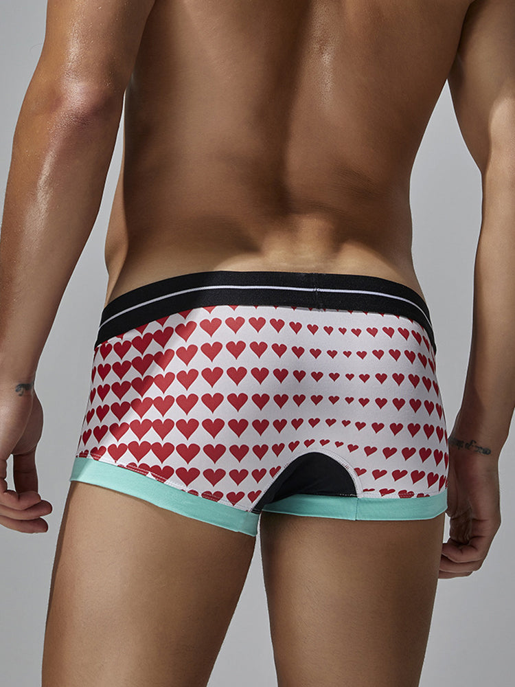 2 Pack Men's Low Rise Sexy Heart U-Shaped Pouch Boxer Briefs