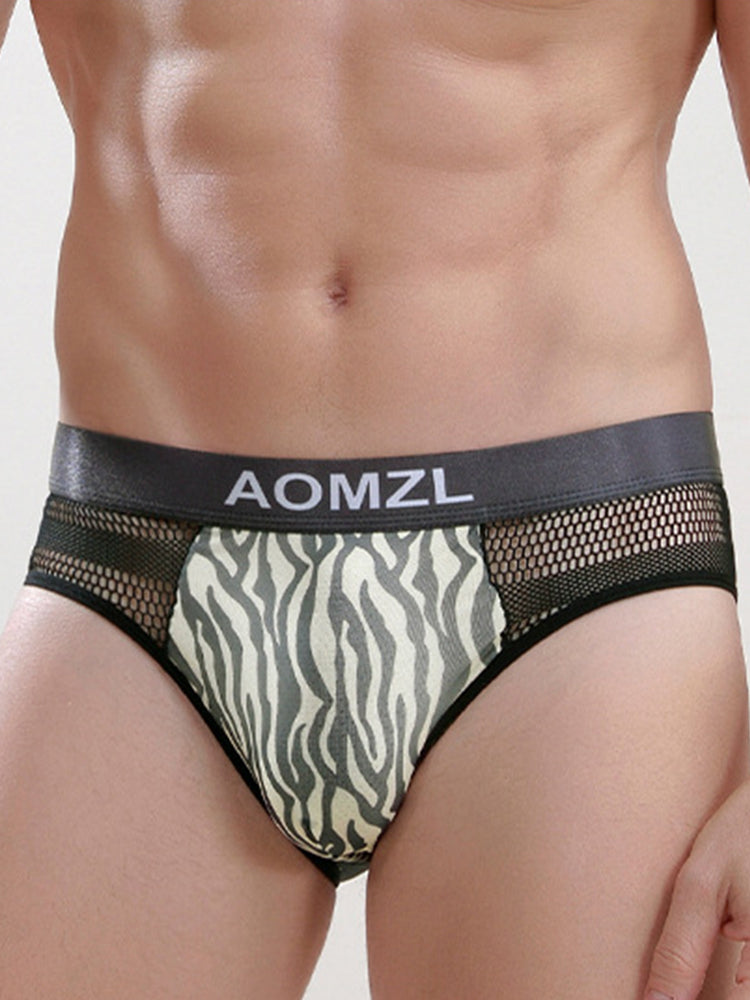 4-pack Men's Sexy Leopard Print Ice Silk Mesh Briefs
