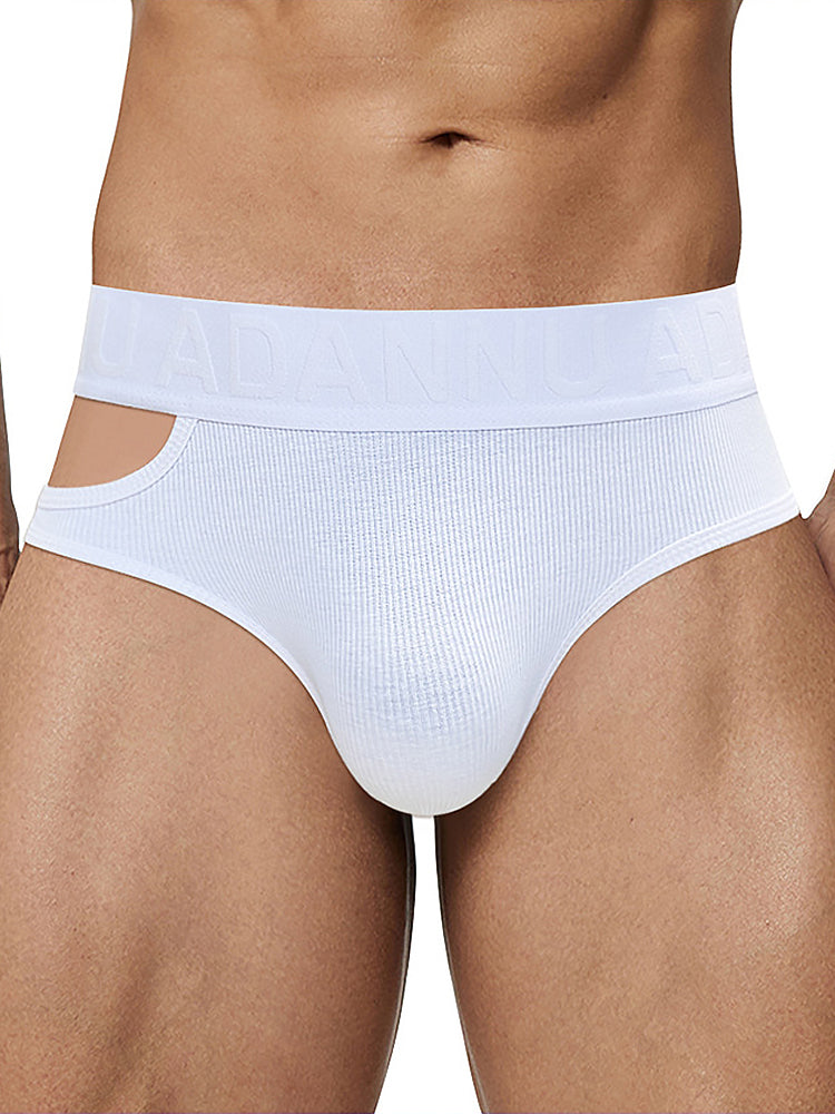 Men's Ribbed Cutout Stretch Cotton Briefs