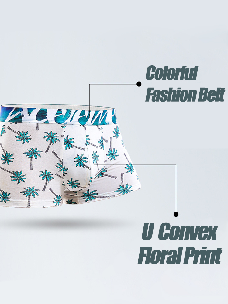 6 Pack Men's U Convex Modal Print Breathable Trunks