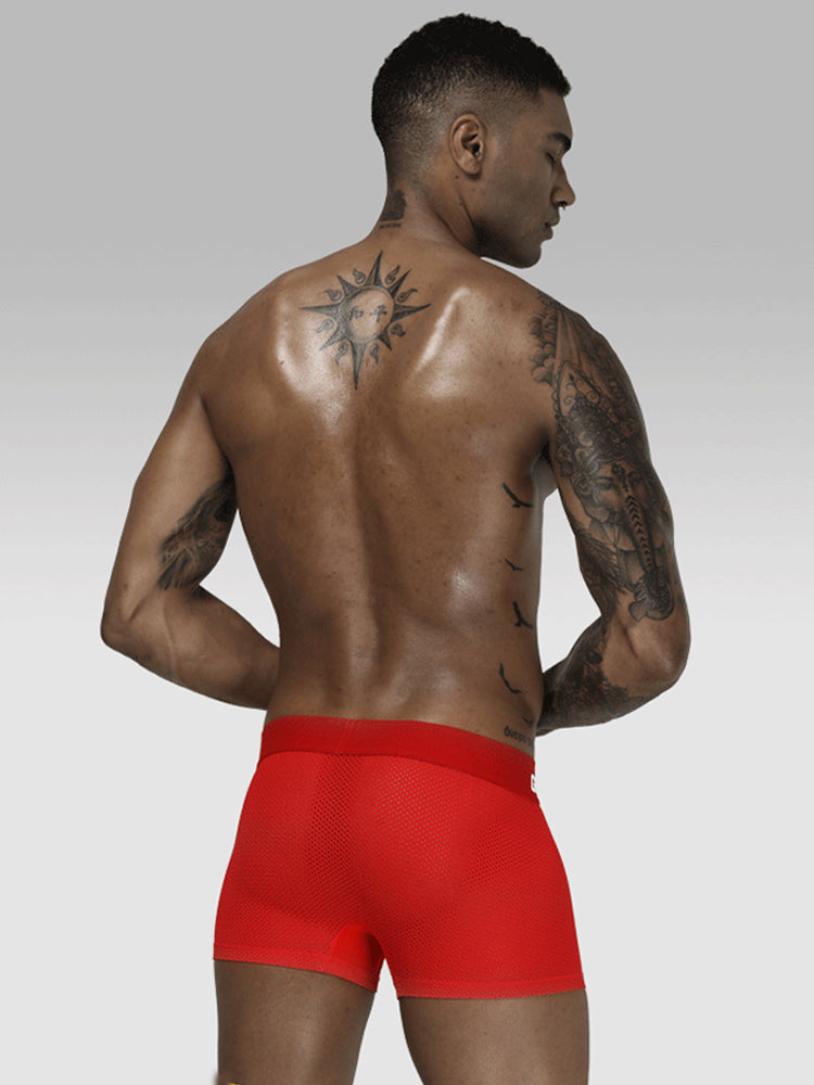 2 Pack Men's Sexy Transparent Seamless Mesh Solid Color Breathable Trunks & Bikini