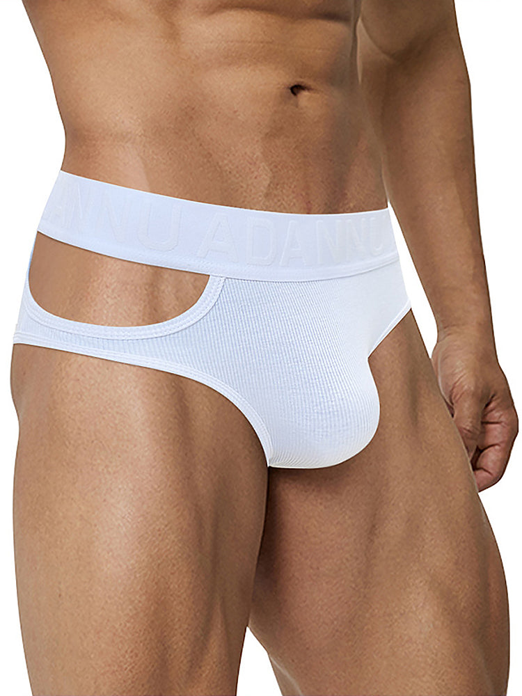 Men's Ribbed Cutout Stretch Cotton Briefs