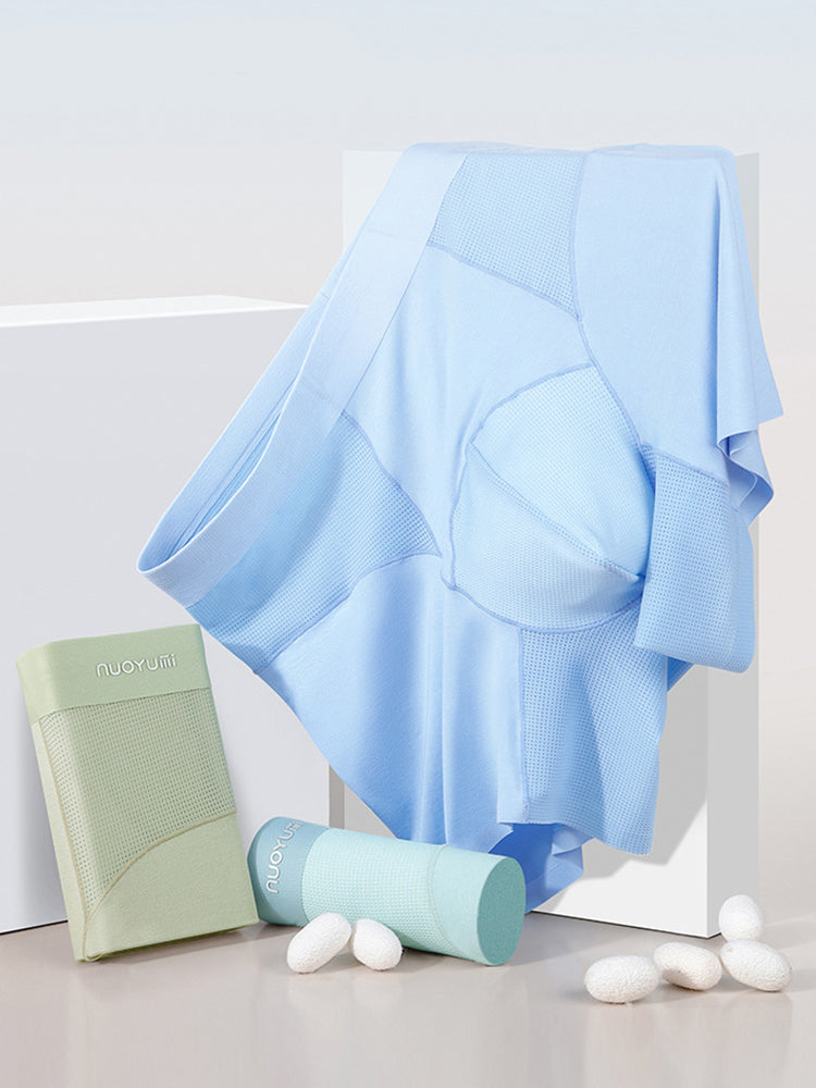 2 Pack Men's  Modal Seamless Antibacterial Anti-Chafing Leg Boxers Briefs & Midway Briefs