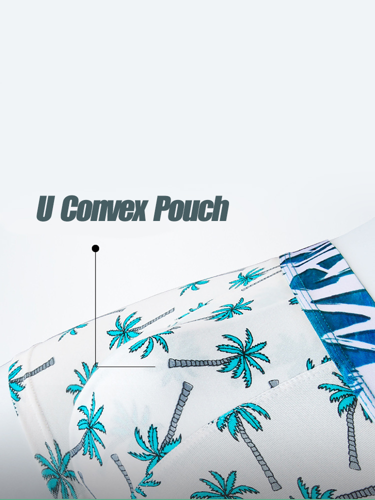 6 Pack Men's U Convex Modal Print Breathable Trunks