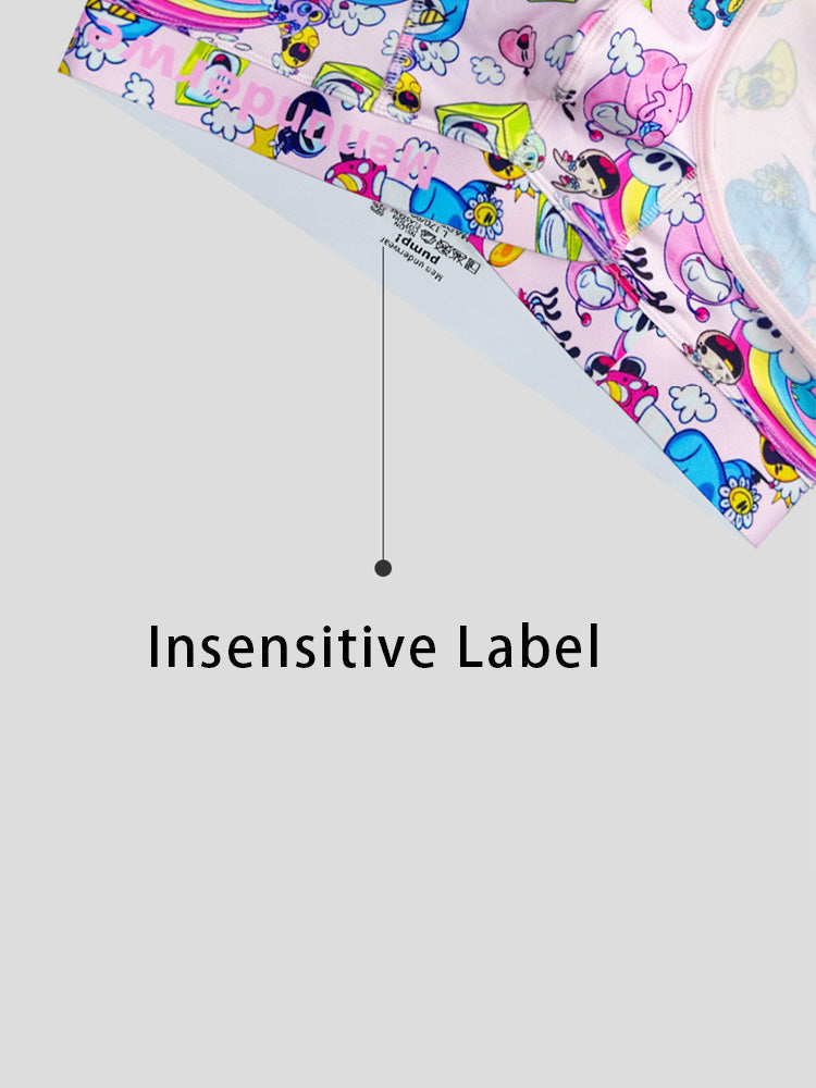 2 Pack Men's Playful Cartoon No-Tag Comfortable and Breathable Briefs