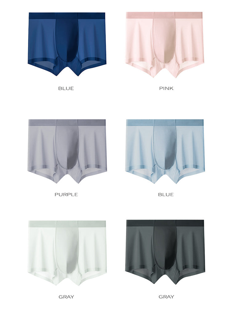 3-pack Men's Ice Silk Sexy 3D Stamped Pouch Boxer Briefs