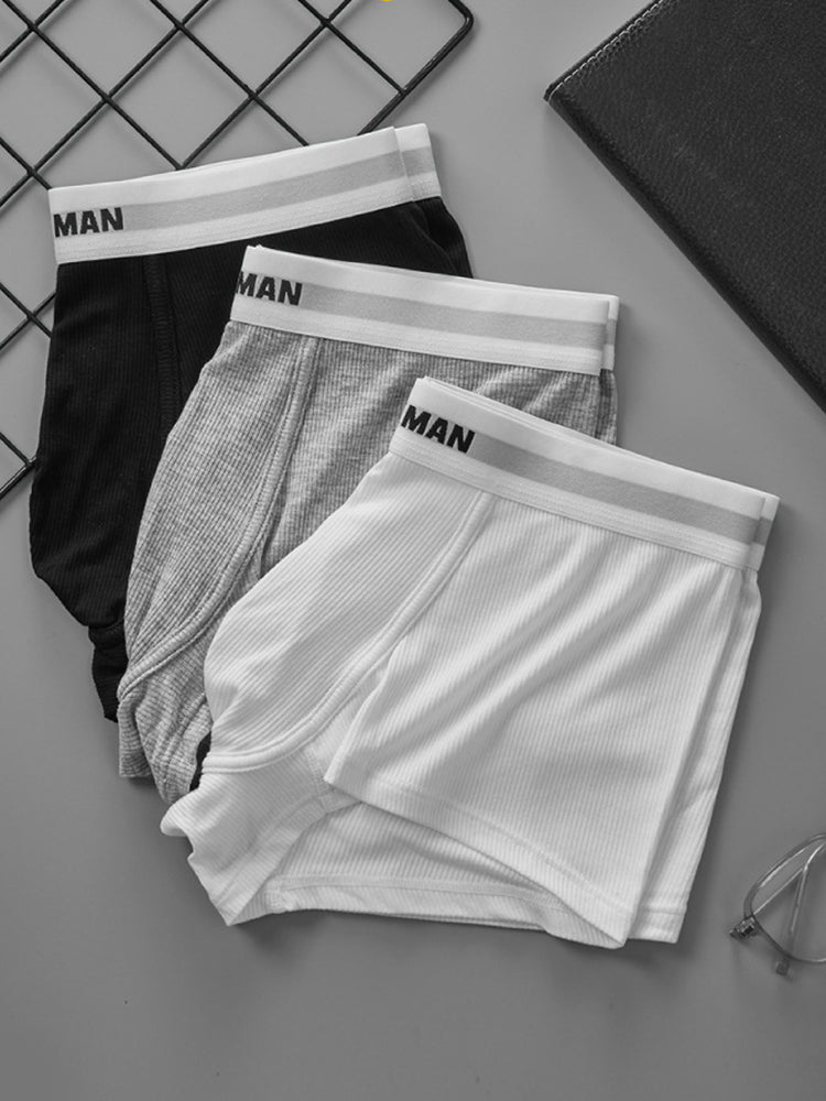 2-Pack Men's Threaded Large Pouch U-convex Sweat-absorbent Breathable Thin Sports Boxer Pants