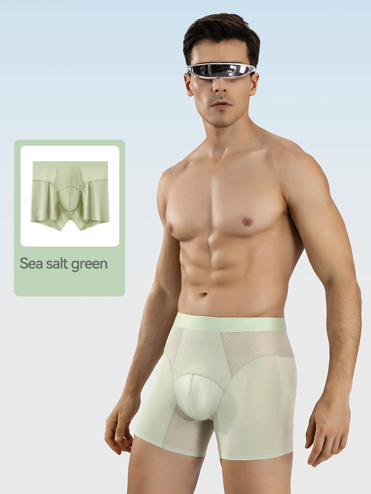 2 Pack Men's  Modal Seamless Antibacterial Anti-Chafing Leg Boxers Briefs & Midway Briefs