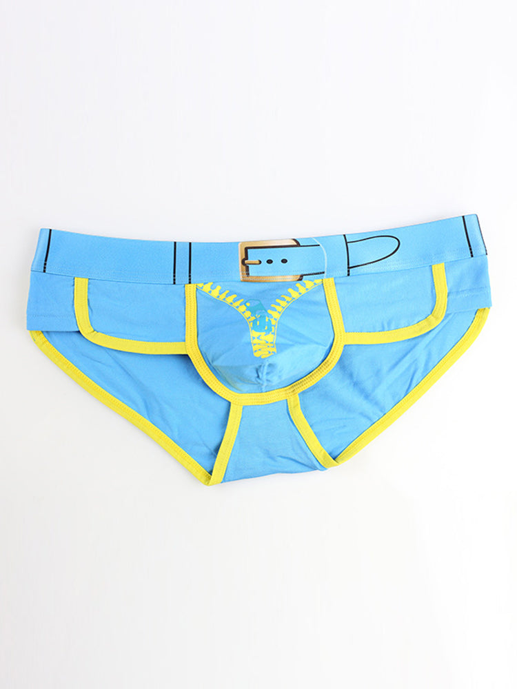 Zipper Belt Printed Cotton Pouch Briefs