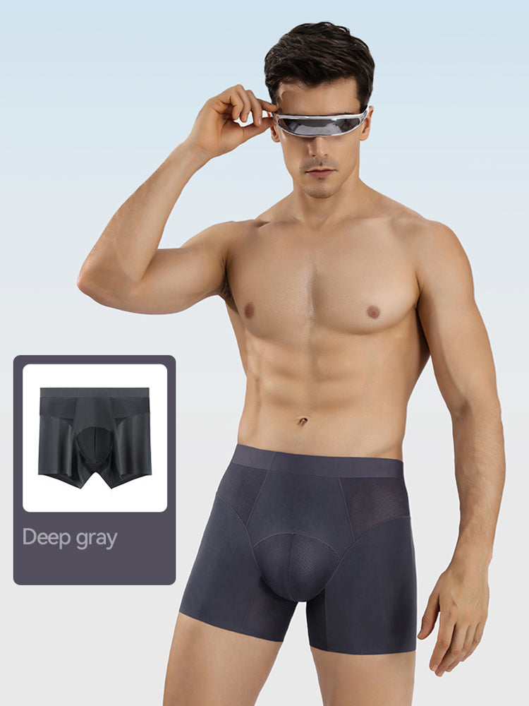 2 Pack Men's  Modal Seamless Antibacterial Anti-Chafing Leg Boxers Briefs & Midway Briefs