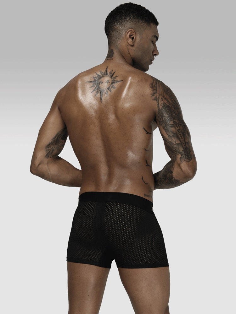 2 Pack Men's Sexy Transparent Seamless Mesh Solid Color Breathable Trunks & Bikini