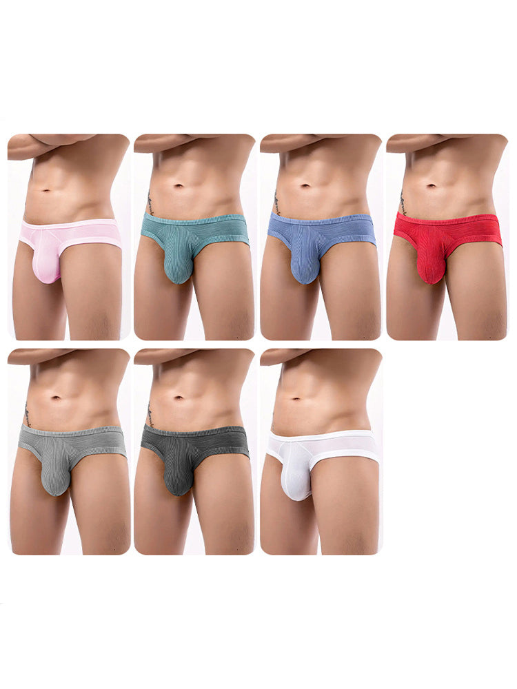 2 Pack Men's Low Rise Back Hollow 3D U-convex Large Pouch T-Back Briefs