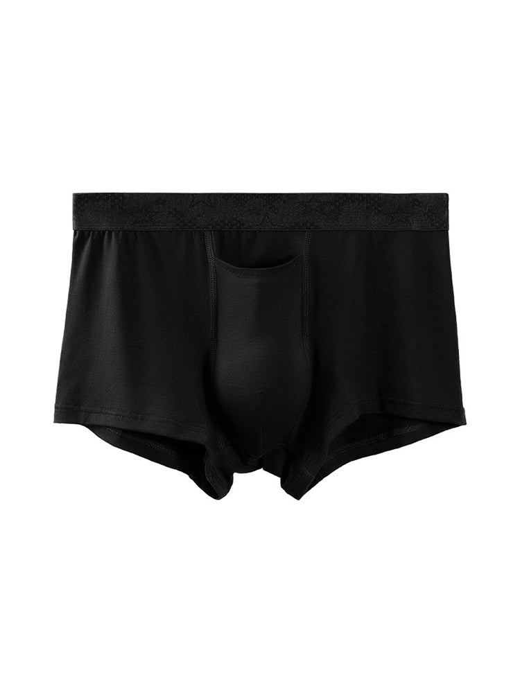 4 Pack Men's Solid Color Separation Pouch Style Separated Breathable Rayon Trunks