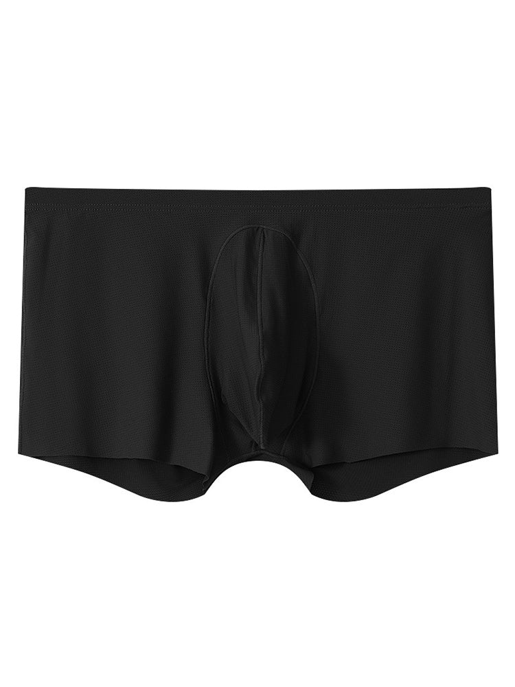 3 Pack Men's Ice Silk Mesh Large Pouch Solid Color Sexy Trunks