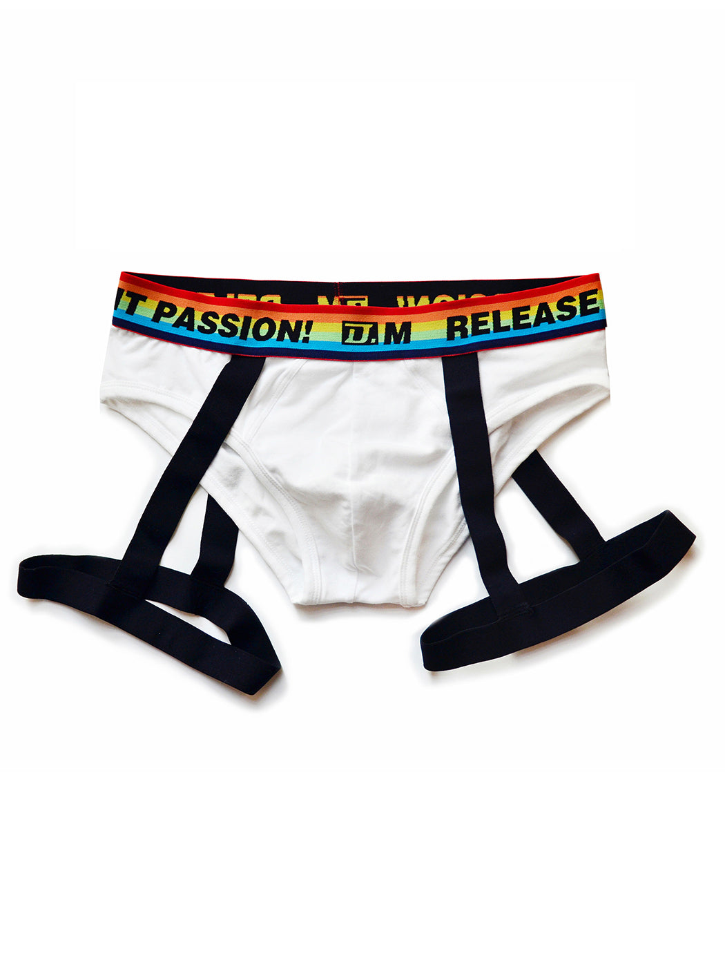 2 Pack Men's Rainbow Solid Color Suspender Briefs