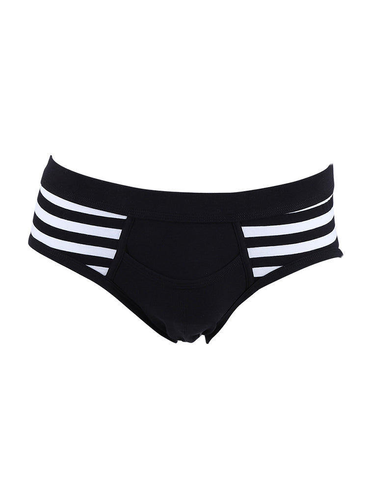 4 Pack Men's Mid-Rise Cotton Striped Briefs