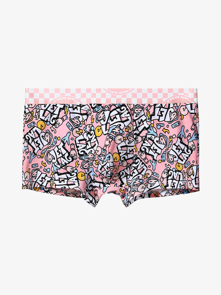 4 Pack Men's Cartoon Cotton Anti-Bacterial Boxer Briefs