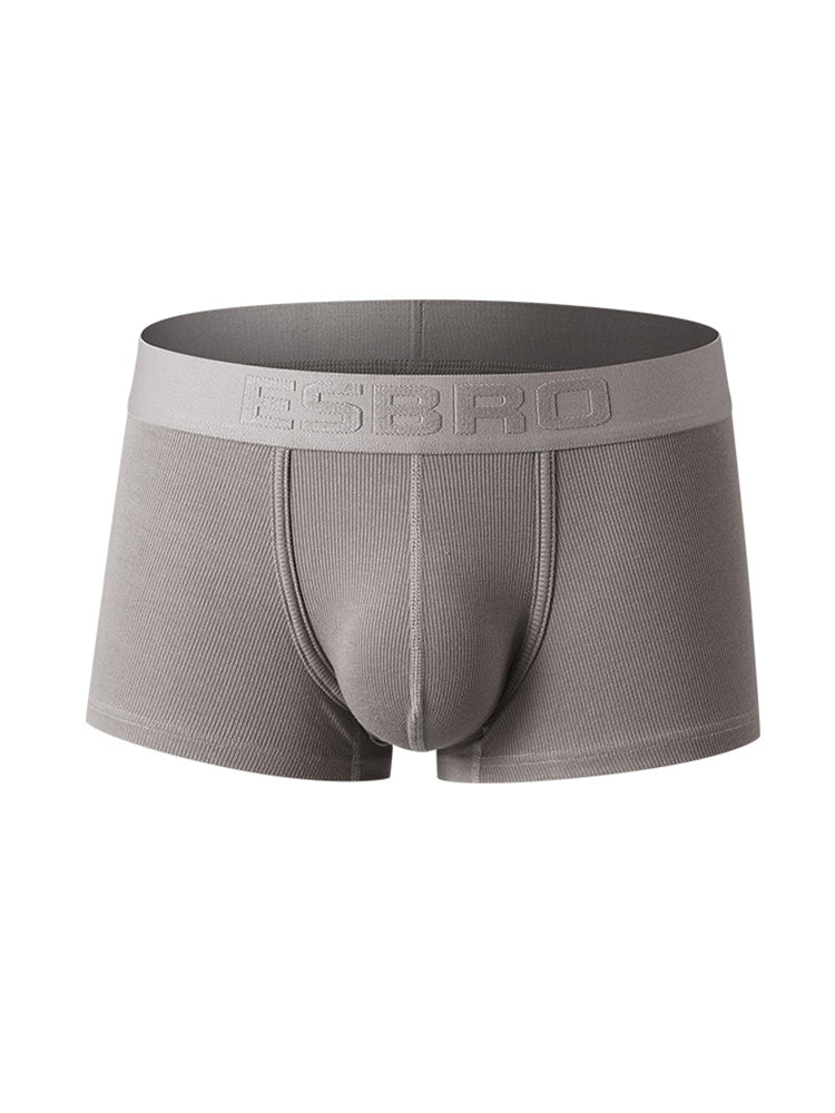 2 Pack Men's Single-Layer U-Pouch Ribbed Sweat-Absorbing Breathable Trunks