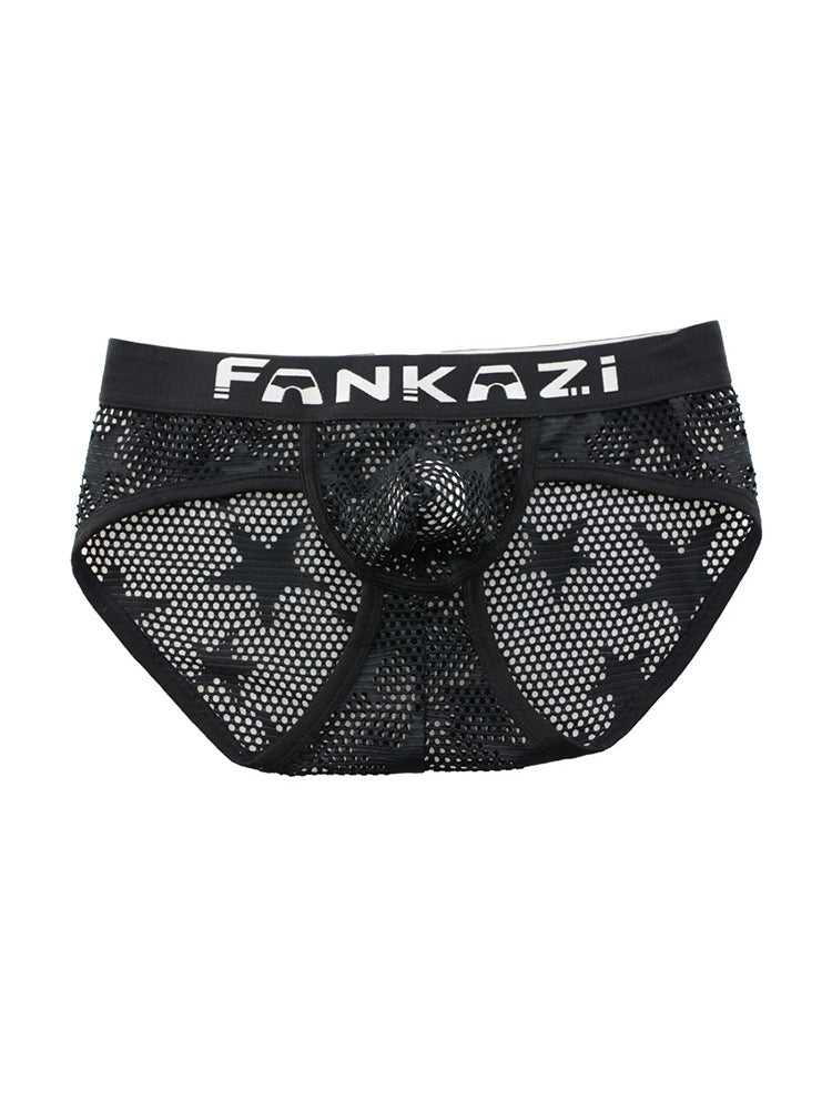 3-pack Men's Sexy Star Mesh Breathable Hollow U-shaped Convex Pouch Briefs