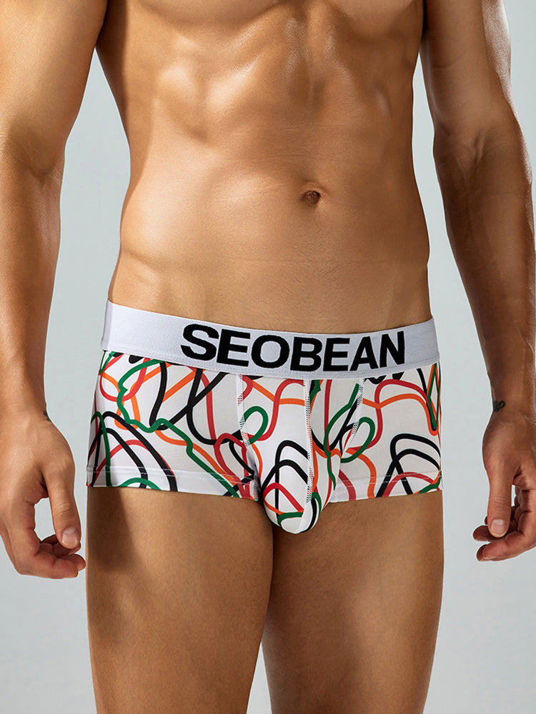 2 Pack Men's Comfortable Breathable Messy Lines Polyester Boxer Briefs